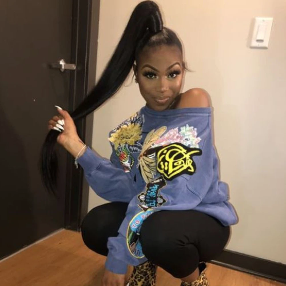 Luxediva бразильские прямые волосы конский хвост человеческие шнурок для черных