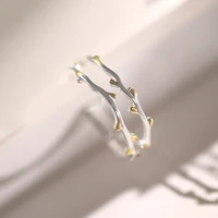 tree branch rings double line fresh sweet opening resizable ring for women silver color party accessories wedding jewelry gift