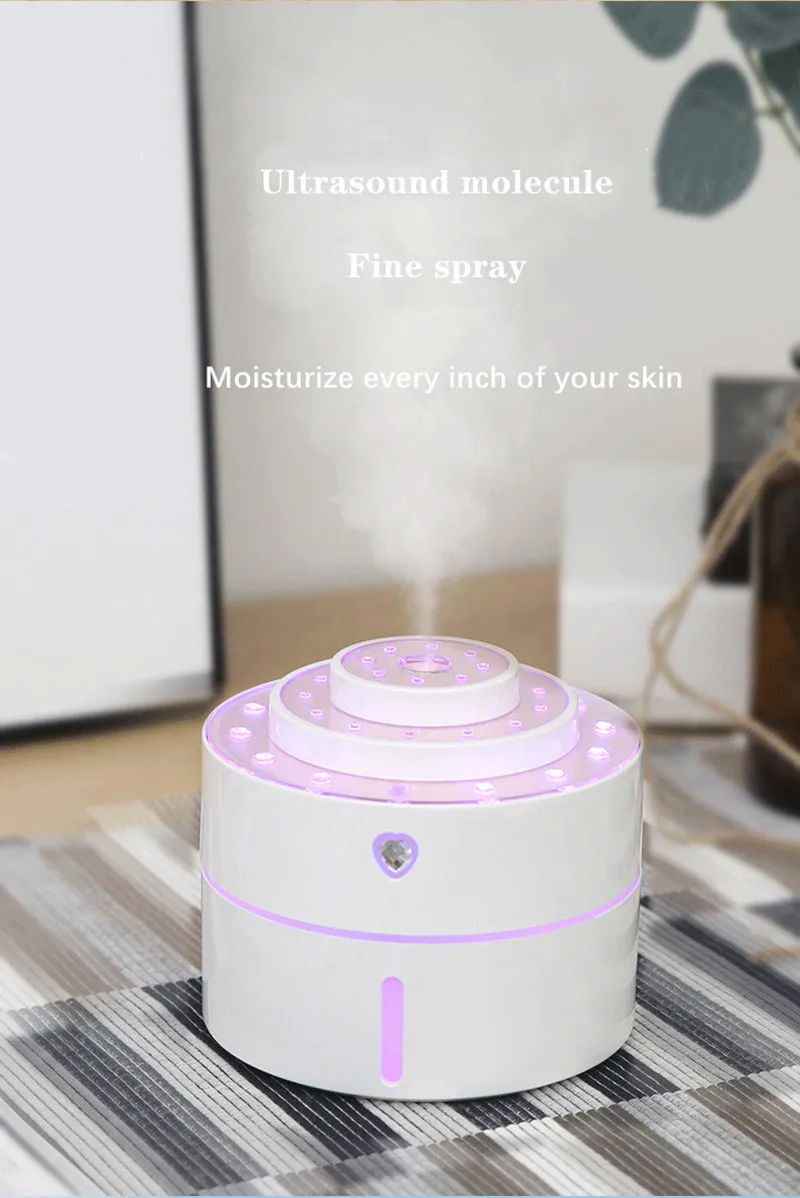 

New heart diamond humidifier usb air purifier creative office desktop mini silent night light humidifier