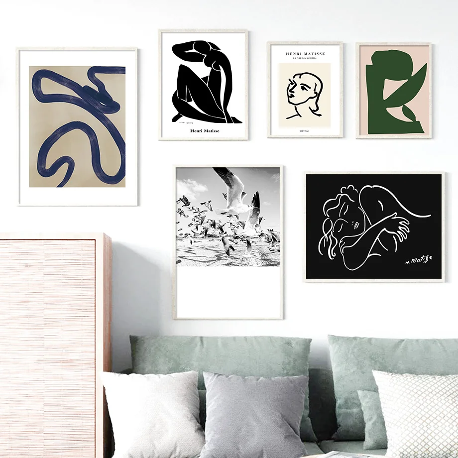 

Matisse Girl Geometric Lines Wall Pictures for Living Room Decor Wall Art Canvas Painting Abstract Anime Nordic Poster and Print