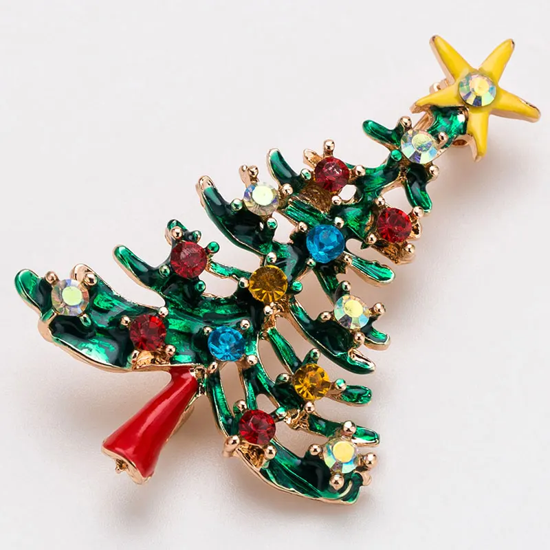 Брошь со стразами в виде рождественской елки брошь осень зима цветная
