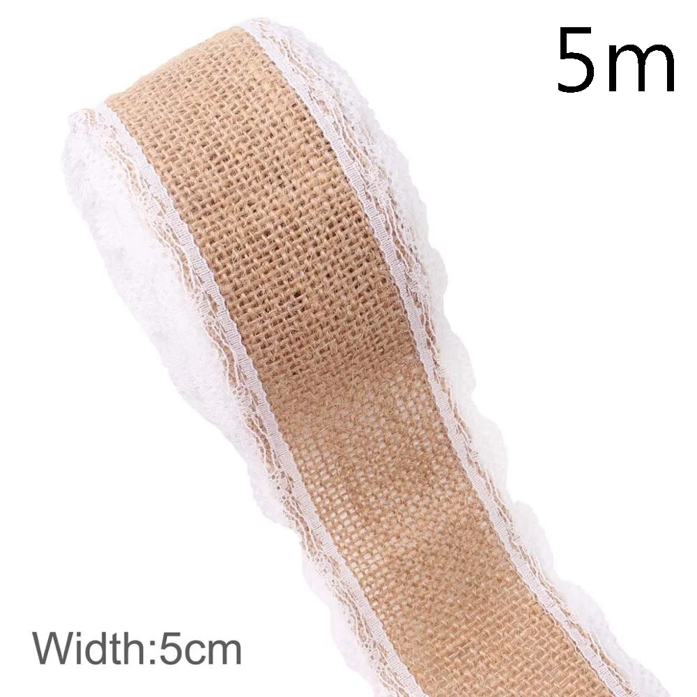 5m Style 3 QIFU 2/5M из натурального джута ленты в декорированном мешковиной горшке джутовое кружево декорированном мешковиной горшке ленты из натурального джута Свадебные украшения рустикальная Свадьба Центральные рустикальная свадьба - Цвет: 5m Style 3
