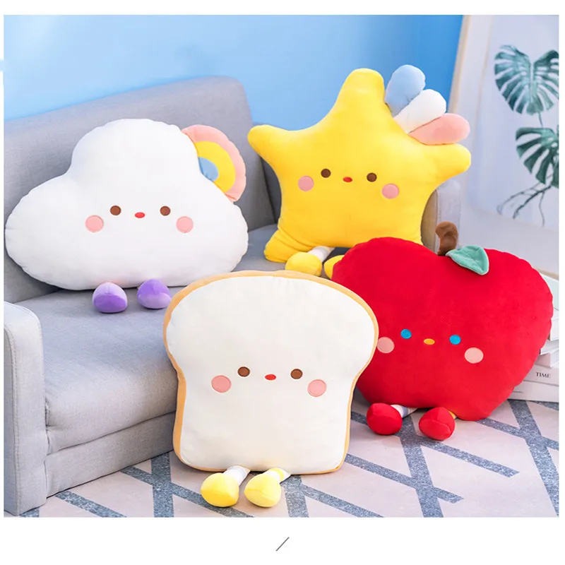 

40-46cm Funny Bread Cloud Star Apple Fruit Plush Toys Stuffed Dolls Rainbow Clouds Red Apple Kids Children Gifts