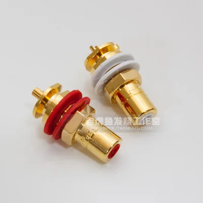 Plated 24K-Gold 2pcs Аутентичный американский бренд CMC 816u бескислородная медь покрытая блонд сжигание аудио RCA разъем с надписью версия - Цвет: Plated 24K-Gold 2pcs