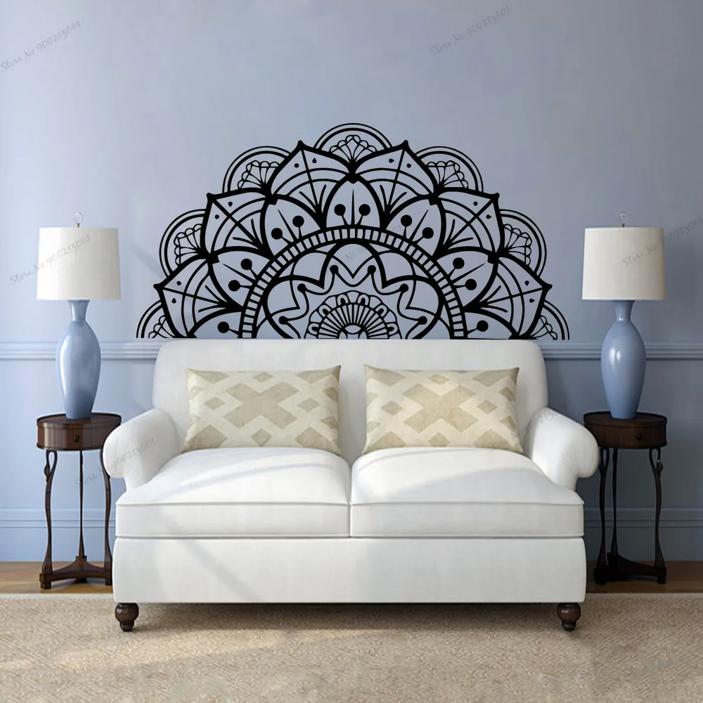 Наполовину Наклейка на стену мандалее для дома изголовье медитации йоги съемная