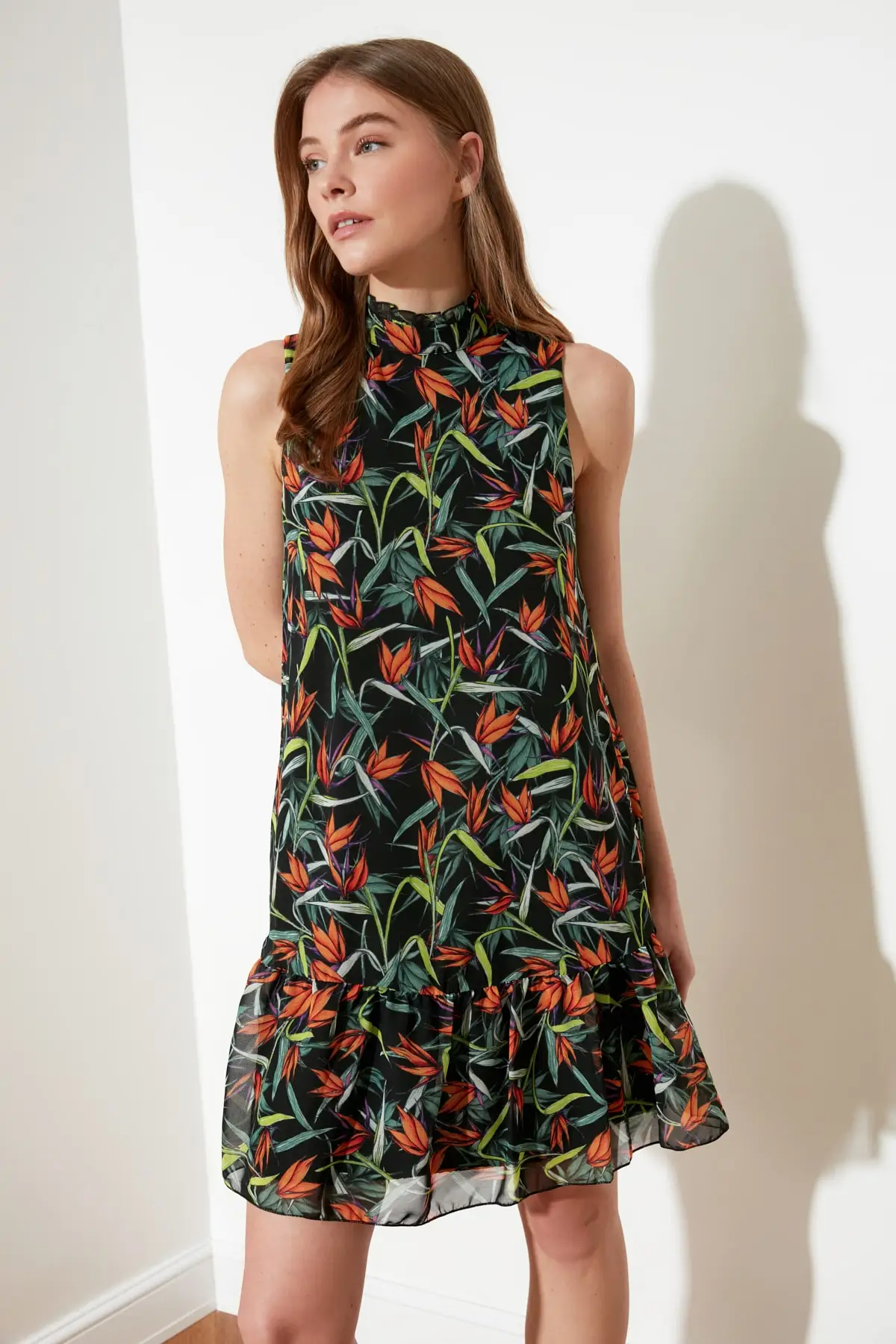 Модное разноцветное платье с оборками TWOSS19XO0044|Женские платья| |