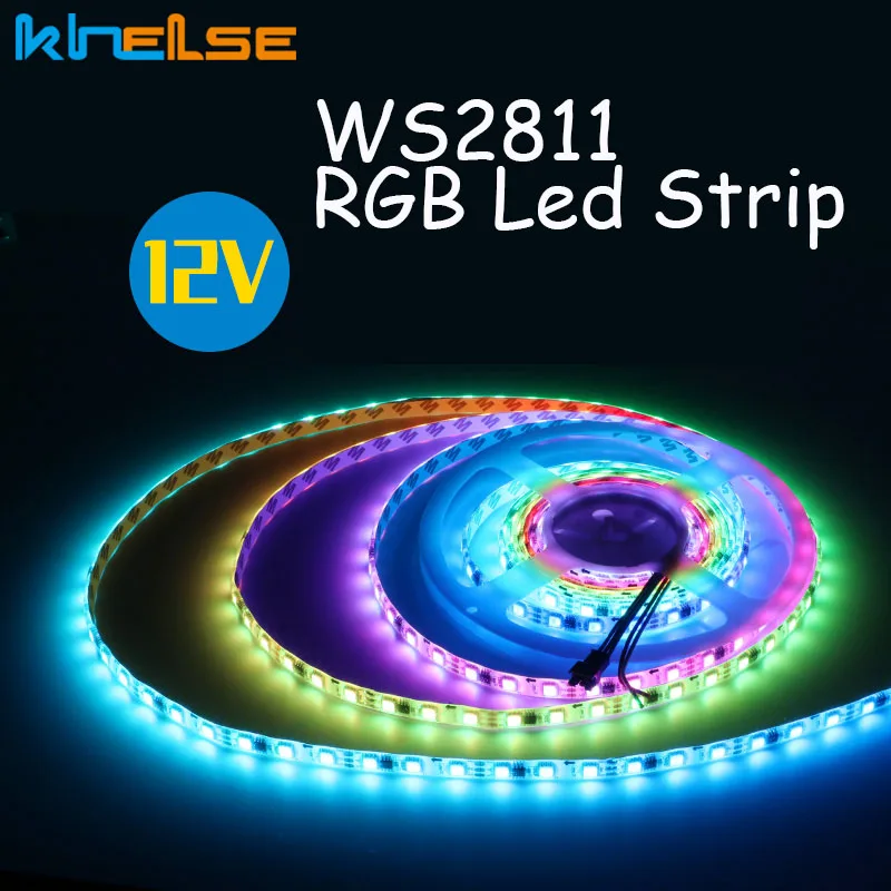5m WS2811 Светодиодные ленты DC 12V RGB 30/48/60 светодиодный s смарт Addressable пикселей черный