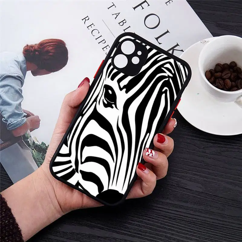 

Zebra black and white stripes Phone Cases Transparent Matte for iPhone 7 8 11 12 s mini pro X XS XR MAX Plus cover funda