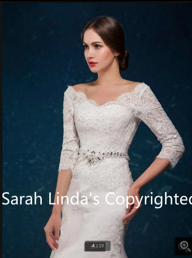 

Vestido de noiva Sexy sheer back sexy mermaid wedding dress appliques beading off the shoulder 3/4 sleeve lace wedding gown