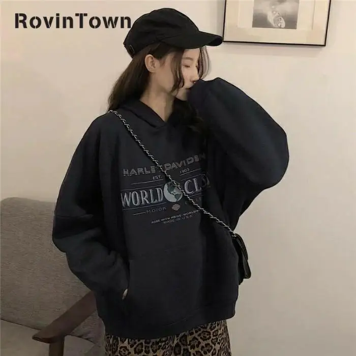 Женская толстовка в стиле Харадзюку красная свободная хлопковая оверсайз с