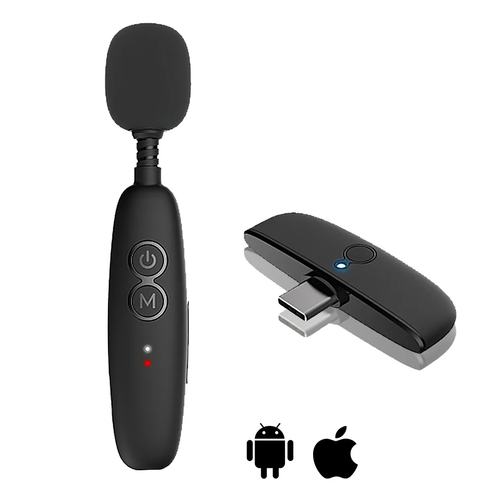 

Wireless Lavalier Microphone Portable Audio Video Recording Mic with Type-C Lightning Plug for Mobile Phone Interview Recording