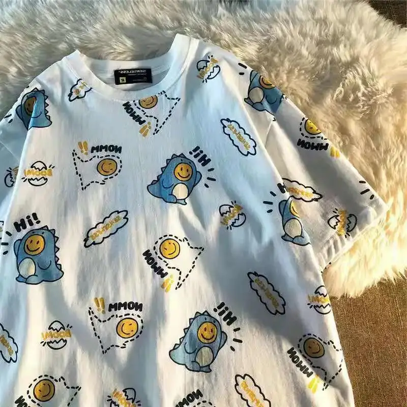 

100% хлопок, милая Футболка для девочки, забавные женские свободные футболки, Модная японская Готическая футболка в стиле Харадзюку, хлопкова...