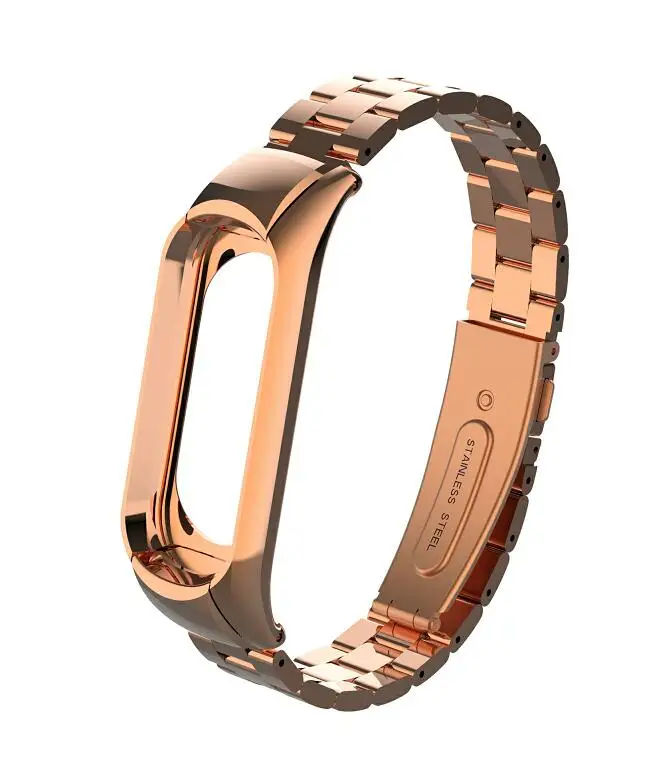 rose golden Металлический ремешок для mi Band 4 сменный ремешок для Xiaomi mi Band 4 аксессуары для смарт-браслета стальной ремешок для mi Band 4 - Цвет: rose golden
