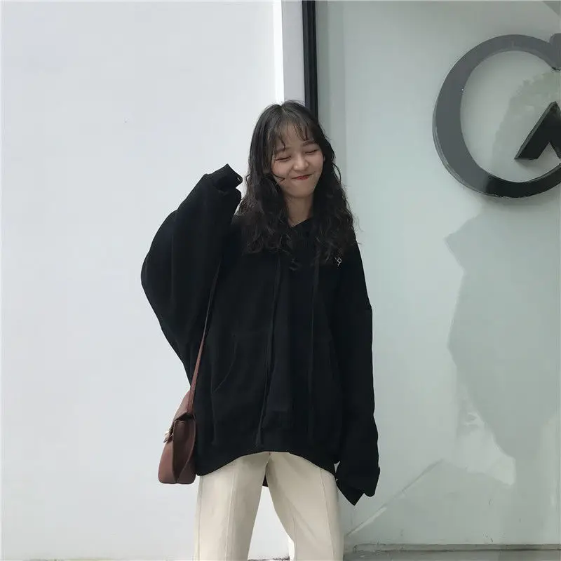 

Harajuku Sweet Long Pocket Hoodie Women Y2k Top Streetwear Autumn Fashion Fleece Letter Plus Size Hooded Sweatshirts Pullovers