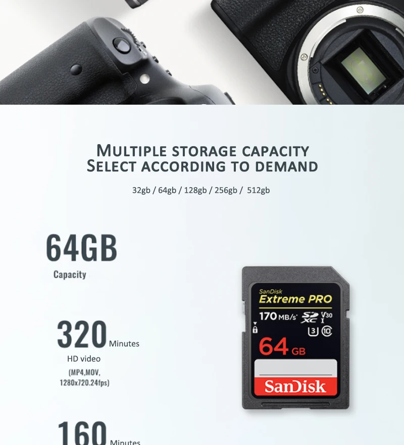 SanDisk Extreme Pro SD карта SDHC/SDXC 32 Гб 64 Гб 128 ГБ 256 ГБ C10 U3 V30 UHS-I карта памяти флэш-карта для камеры