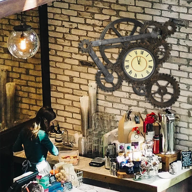 Большой Шестерни настенные часы в стиле ретро промышленные промышленный