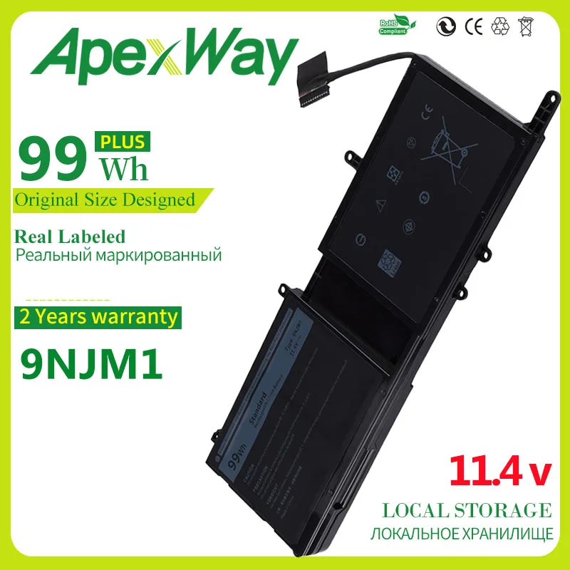 ApexWay 11,4 V 99WH 9NJM1 Новый аккумулятор для ноутбука Dell Alienware 15 R3 R4 17 R4 R5 Series Notebook P31E P69F 44T2R HF250 MG2YH