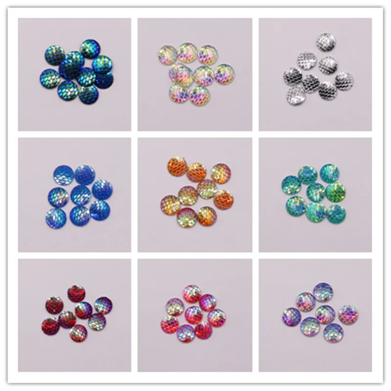 50 шт. 12 мм разноцветные стразы в форме русалки круглые Кабошоны скрапбукинг