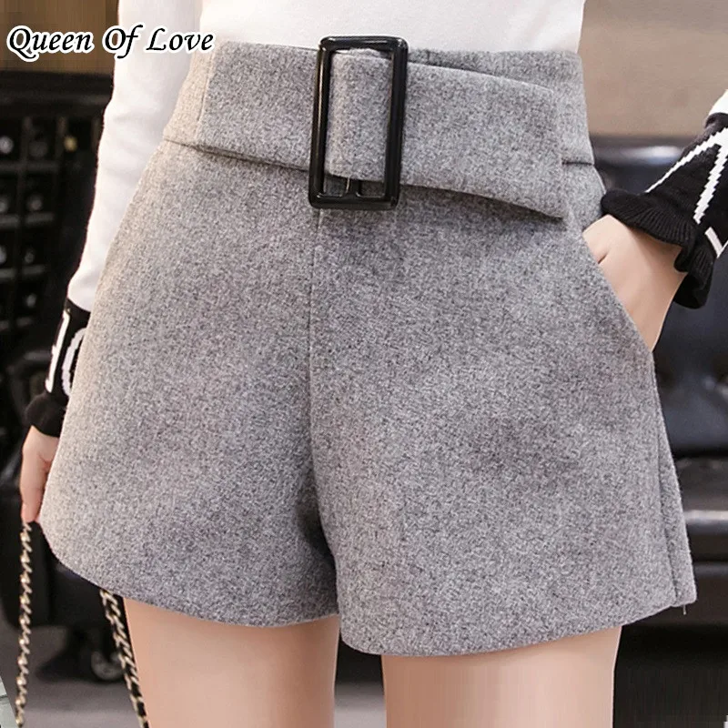 2020 новая стильная модная шерстяная Верхняя одежда с высокой талией тонкие шорты