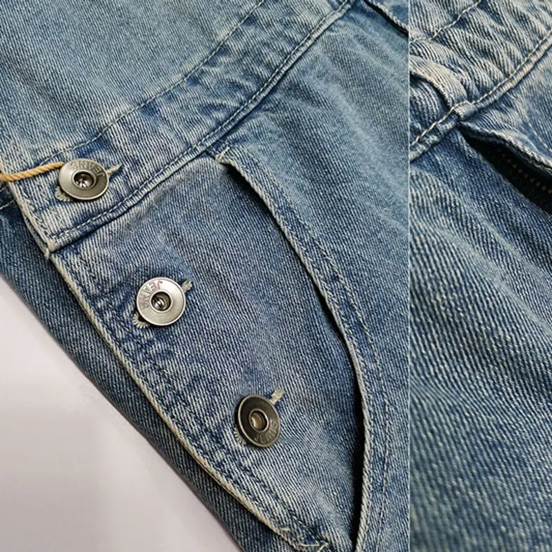 Комбинезон мужской джинсовый синий с нагрудником большими карманами в стиле