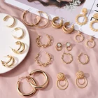 Женские серьги-кольца из нержавеющей стали, золотистые простые витые серьги с узлом, эффектные ювелирные украшения, 2021