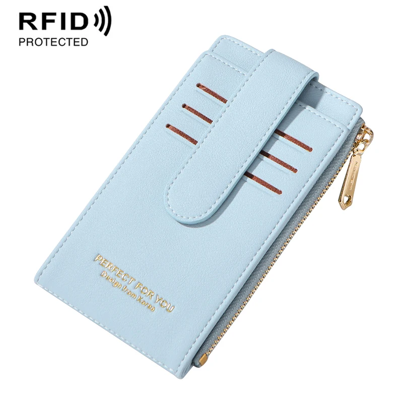 Многофункциональные женские кошельки противоугонные RFID портмоне ID держатель плотная большой вместимости цвет длинный кошелек с молнией женский клатч - Цвет: Синий