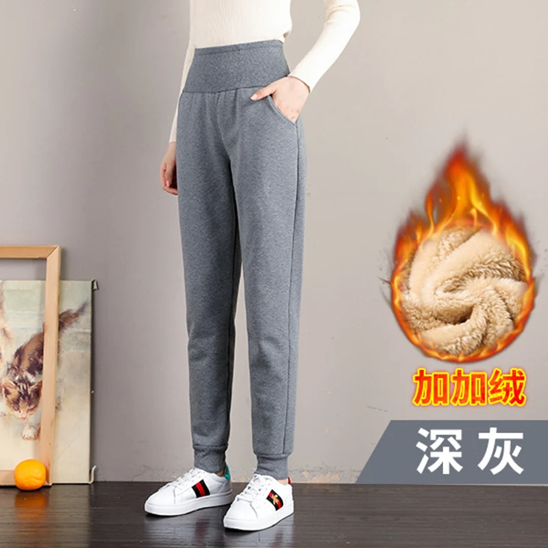 Модные женские брюки с высокой талией на осень и зиму свободные плотные