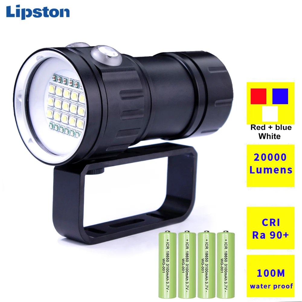 

Lipston Underwater 27 LED Photography Light Highlight Lamp 20000Lumens Diving Flashlight 100M Waterproof Tactical Torch