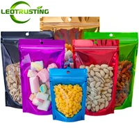 100pcs stand up clear front plastic hanging bag heat sealing wedding snack sugar coffee cereals corn x mas gifts storage pouches