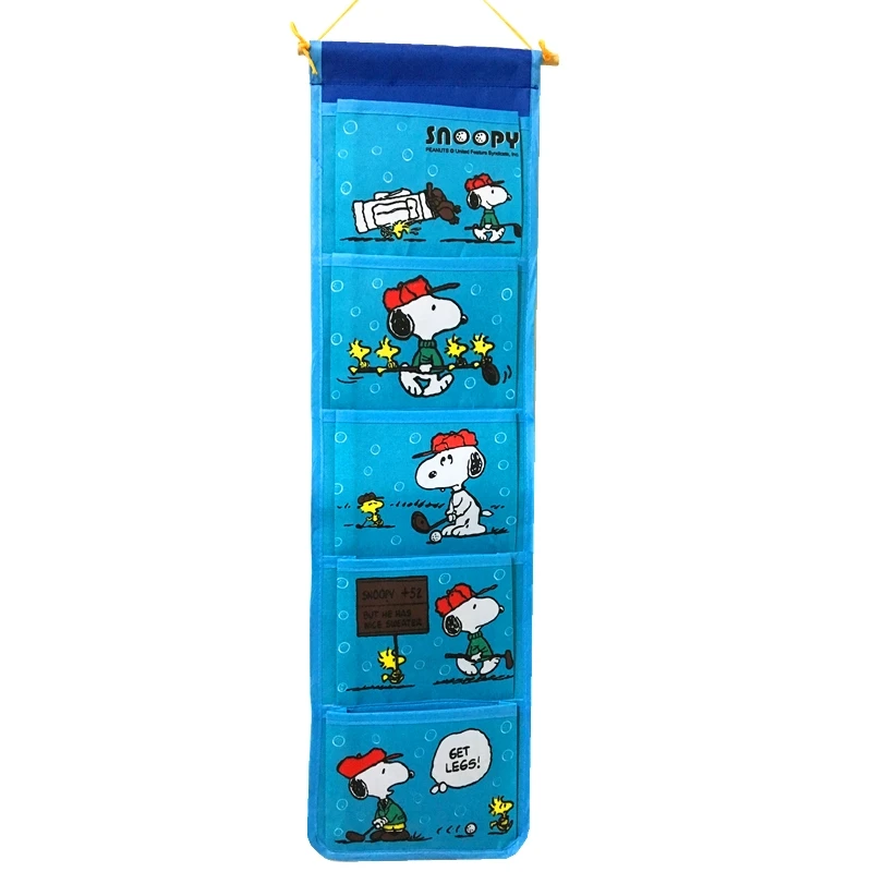 Blue snoopy Мультяшная настенная сумка для хранения, модная игрушка, органайзер для макияжа, 5 Карманов, подвесной чехол для хранения, сумки, чехол для двери, ванной комнаты - Цвет: Blue snoopy
