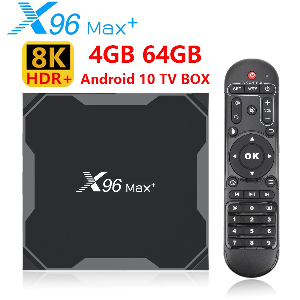 Приставка Смарт ТВ X96 Max Android 9 0 4 + 64/32 ГБ Amlogic S905X3 5 8 ГГц Wi Fi 100 Мбит/с|ТВ-приставки и