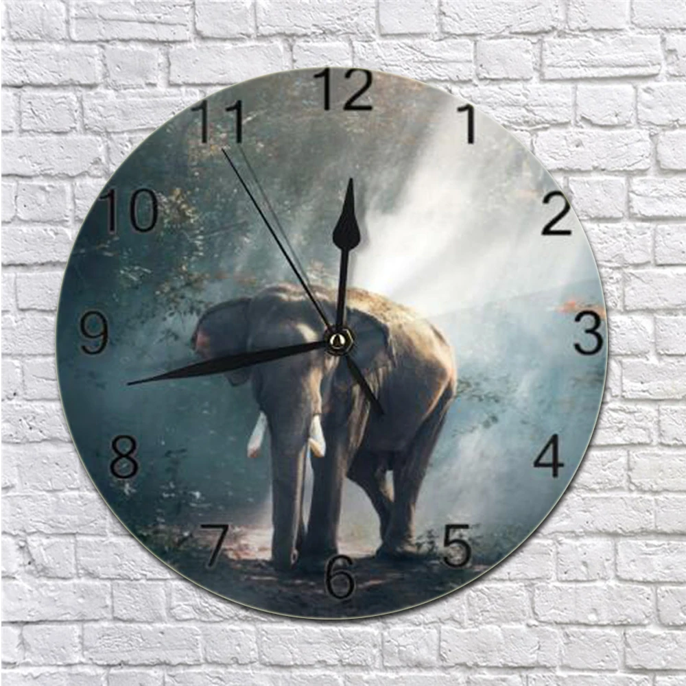 10 дюймовые настенные часы Декор цифровой циферблат со слоном бесшумные без