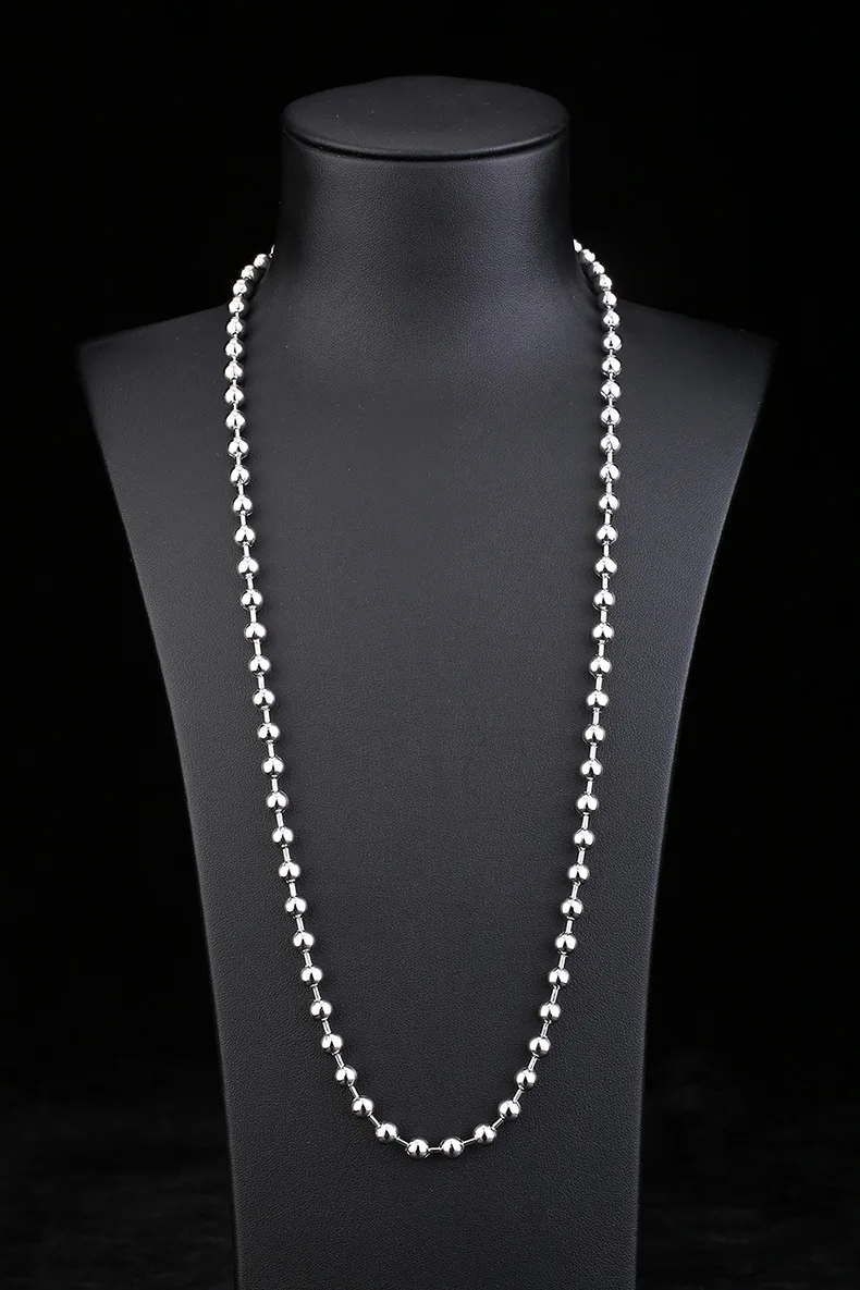 

Solid Necklace Beads Titanium steel Chains Link Men Choker Stainless Steel Male Female Accessories Fashion