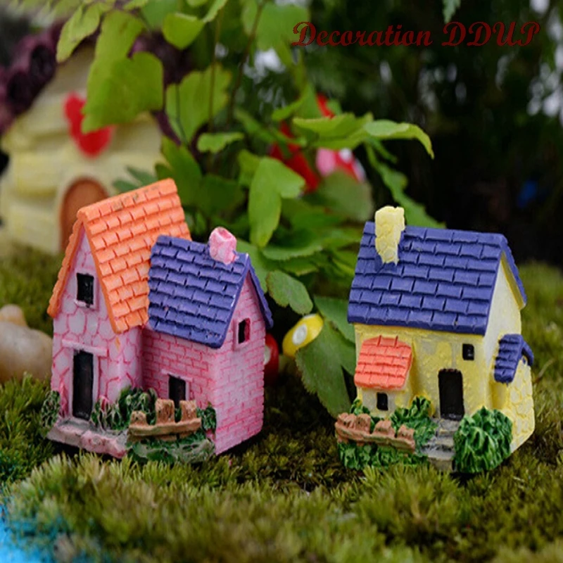 

1PCS Mini House villa Woodland Fairy Figurines Castle DIY Fairy Garden Miniatures Castles Terrarium Figurines