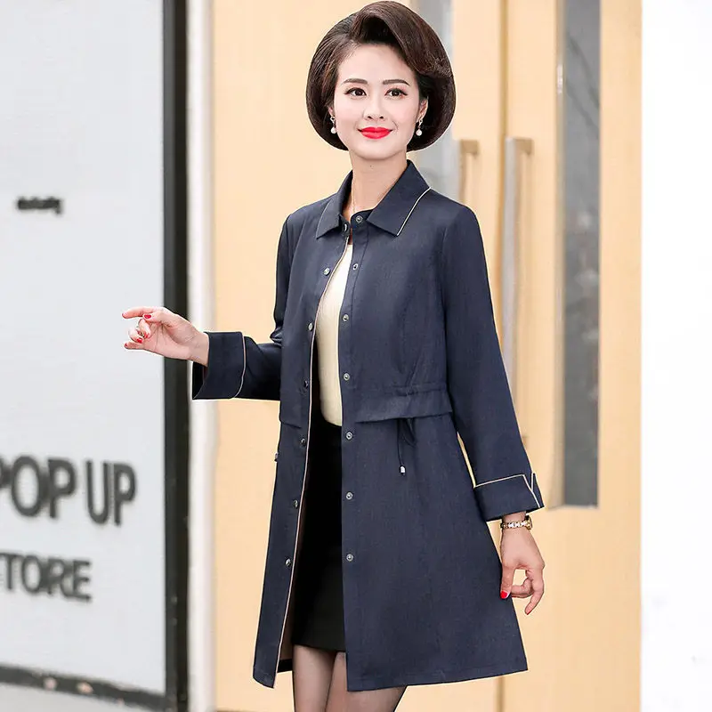 

Spring Coat Thin Section 2020 New Middle-aged Women's Jacket 50-year-old Fashion Plus Size Windbreaker Autumn Outerwear K119
