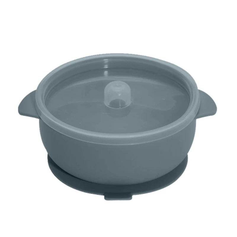 

Портативная силиконовая тарелка сплошного цвета для кормления малышей с двойной ручкой C90B