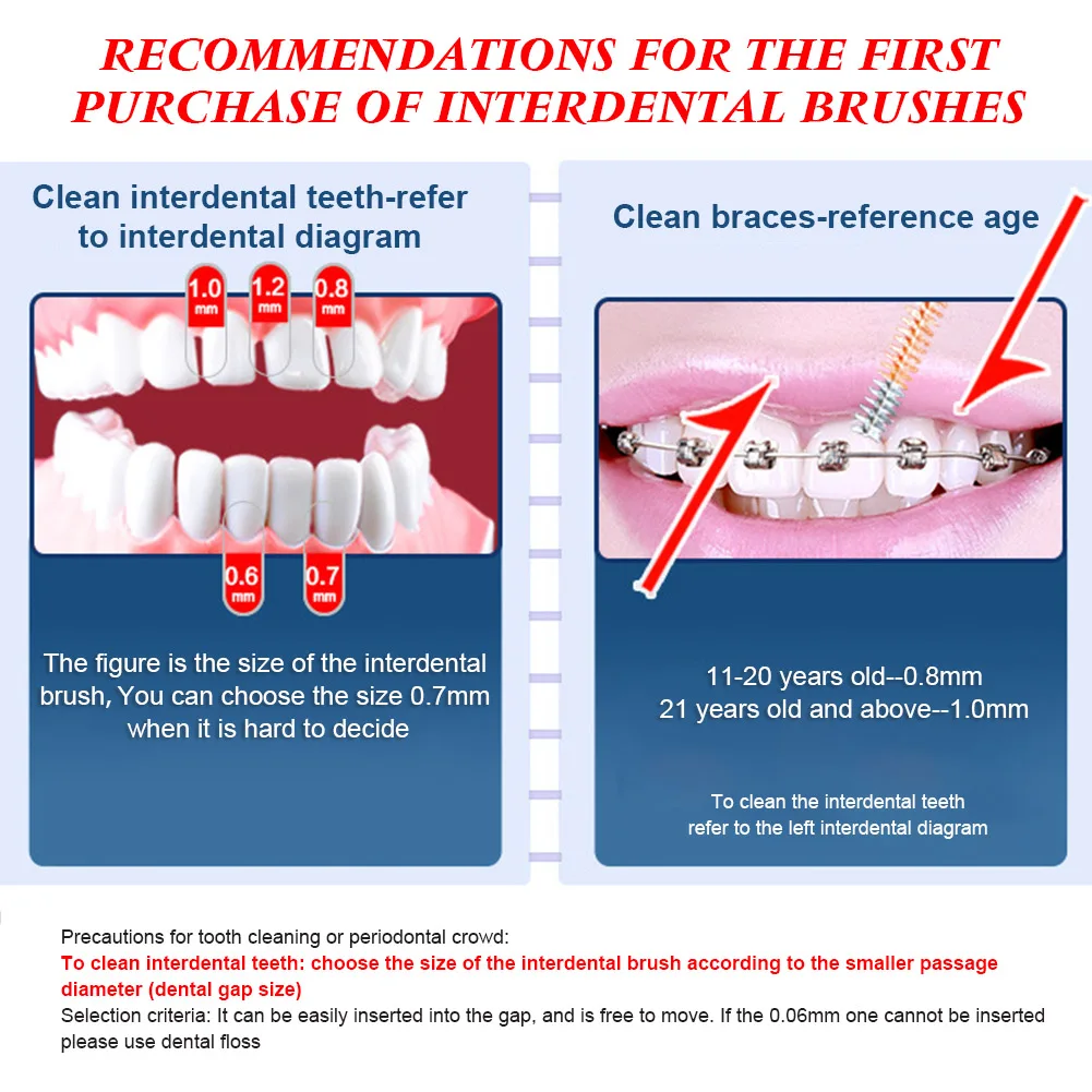 

Toothbrush oral care10pcs Interdental Brush Teeth Cleaning Brace Cleaning Brush Retractable Brush Head, 5 Sizes