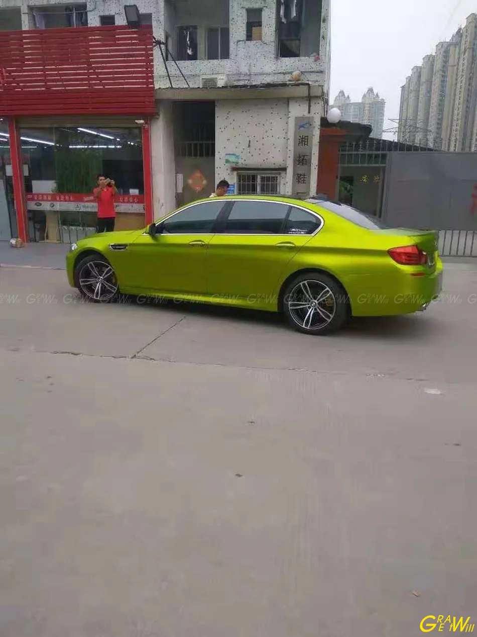 Желтая матовая Хромовая виниловая пленка с воздушным пузырьком автомобильная