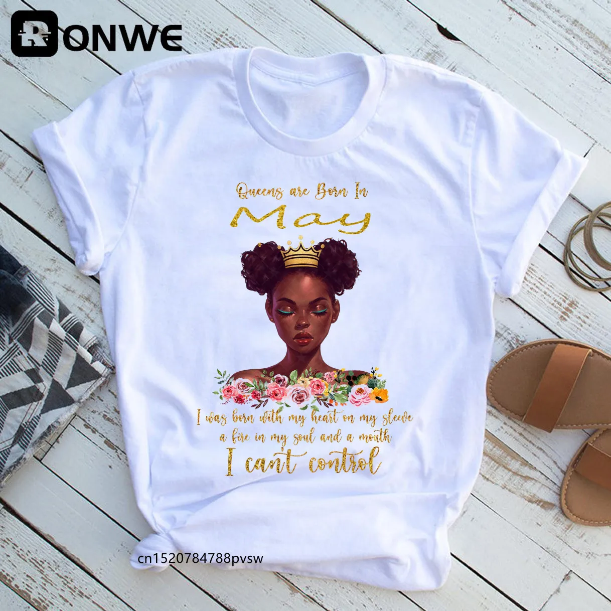 Футболка с принтом Черная Королева для женщин Забавные топы меланина девочек