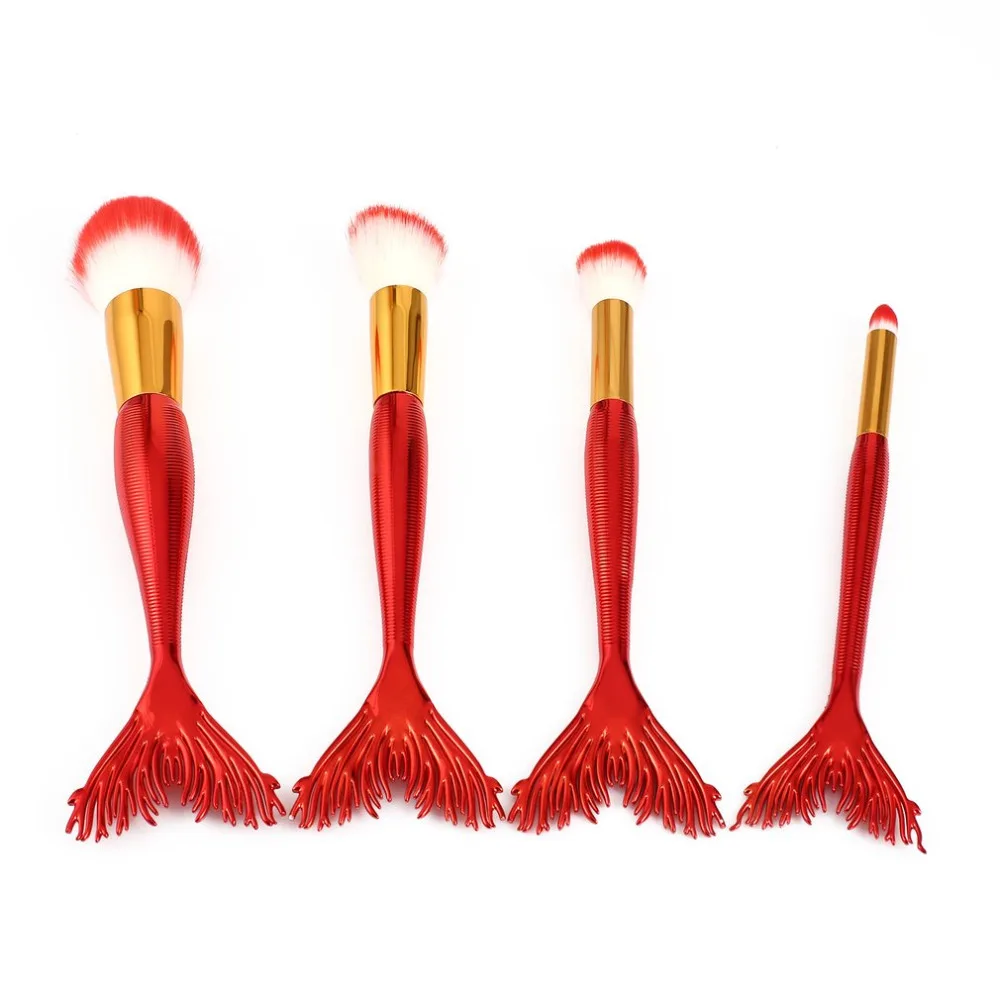 4 шт./компл. набор кистей для макияжа рыбий хвост красного цвета кисти нанесения