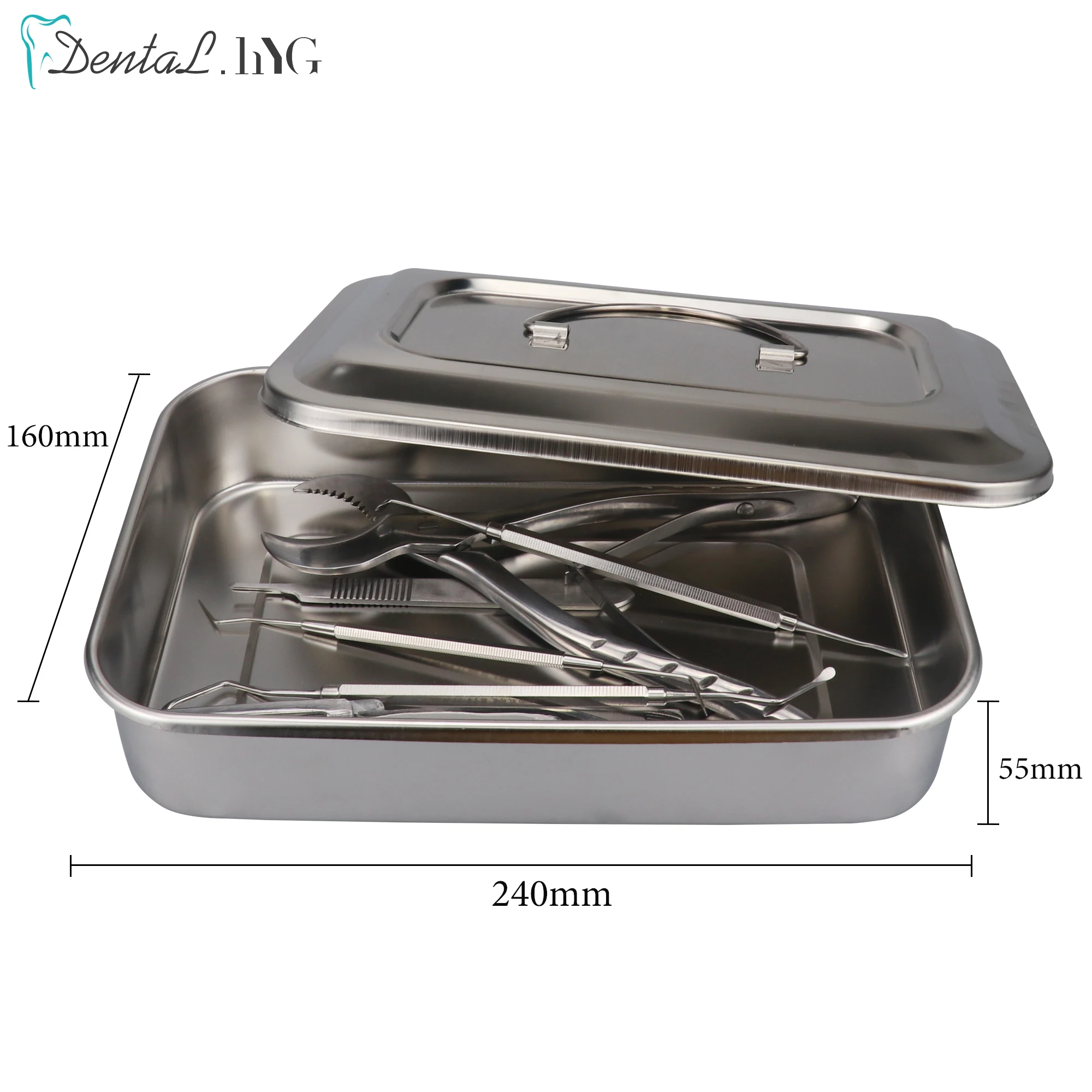 Dental Instruments Tray with Lid Stainless Steel Surgical Nursing Equipments Tools Sterilizer Container Dentist Storage Box
