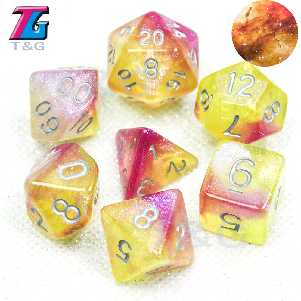 RPG DND Game Universe Galaxy Digital Dice Set of D4-D20 with Bag Shinny Effect Cool for Boardgame Party Gift Hot Sale | Спорт и
