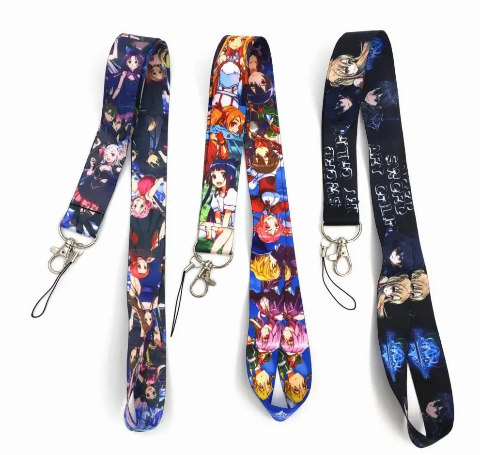 

Wholesale lot Cartoon Sword Art Online Phone key chain Neck Strap Keys Camera ID Card Lanyard Free Shipping P028