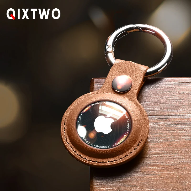 

Luxury Leather Bumper Anti-lost Keychain Soft Case With Locator Tracker Buckle Bag For Apple Airtags Shockproof Protection Cover