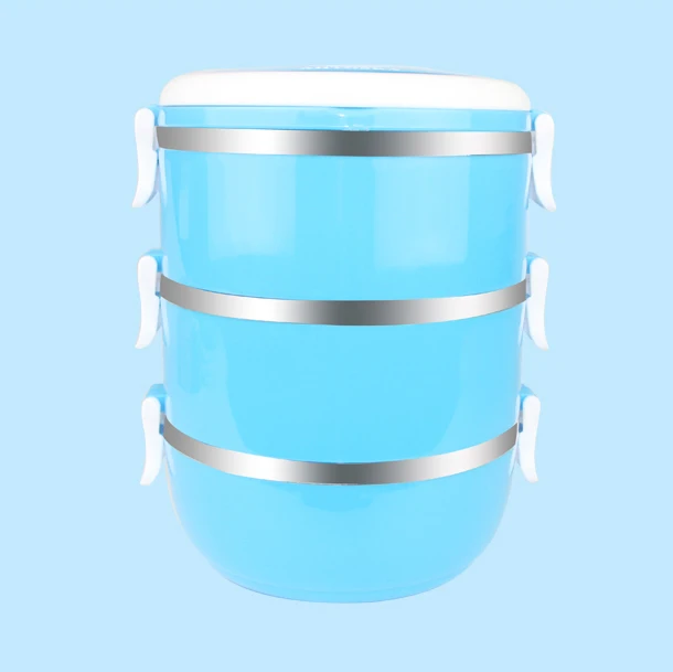 3 layer blue TenBroman Ланч-бокс из нержавеющей стали для детей, Детский Школьный Ланч-бокс, контейнеры для еды, ланчбокс для детей, милый для детей - Цвет: 3 layer blue