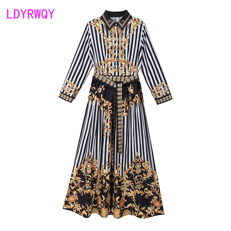

LDYRWQY The new Thai summer dress of 2021 is a belt-covering dress with stripe straps Office Lady Polyester