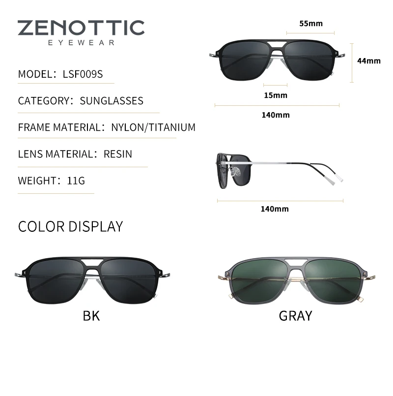 Солнцезащитные очки ZENOTTIC Мужские поляризационные нейлоновые дорожные солнечные