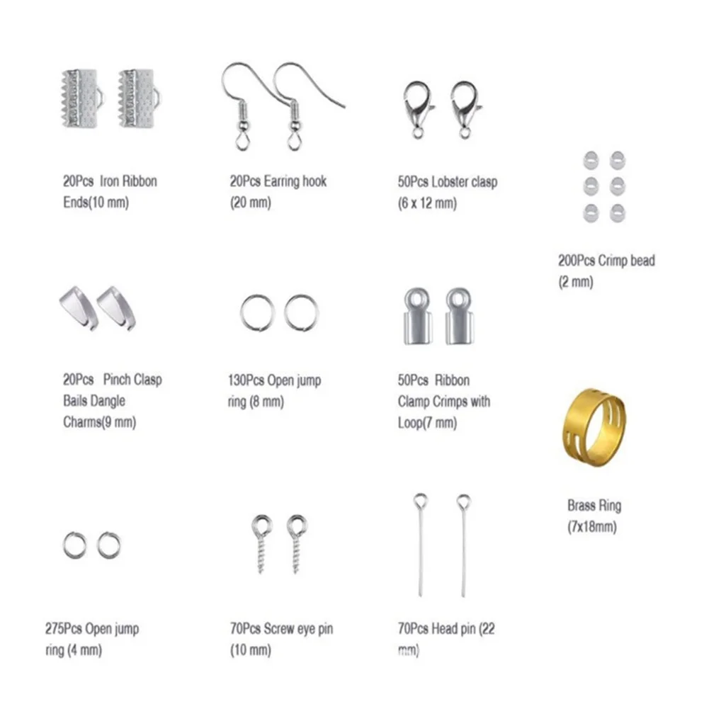 10 Grids DIY Findings And Beading Handmade Wires Pliers Necklace Materials Metal With Accessories Repair Tool Jewelry Making Kit | Украшения