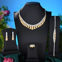 godki waterdrop 4pcs luxury indian jewelry sets for women wedding party zircon crystal indian dubai bridal jewelry set gift