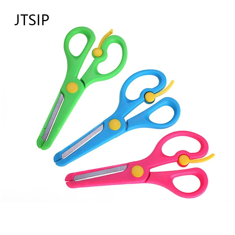 JTSIP 2pcs Student Paper Cutting Scissors Mini Kawaii Plastic Craft Decorative Scrapbooking Scissors School Supplies for Kids portable scissors cute mini office ring scissors kawaii student gift school diy scrapbook paper diary craft decoration tools
